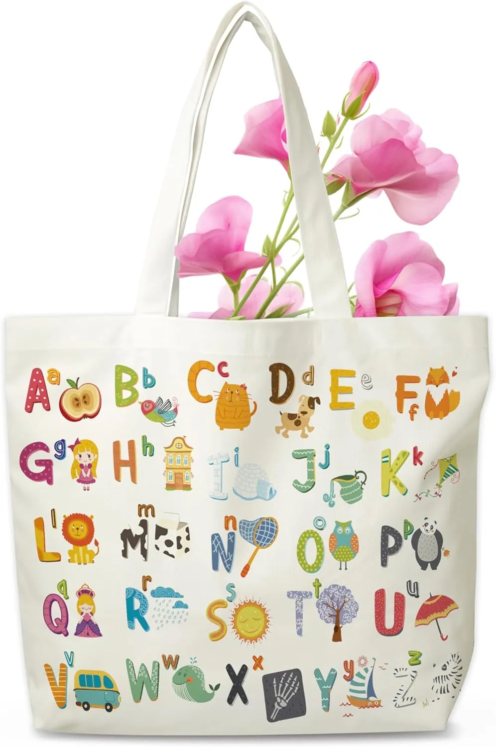Rainbow Canvas Tote Bag, Reading Aesthetic Grocery Bag,Learning Tote Bag Gifts For Teacher