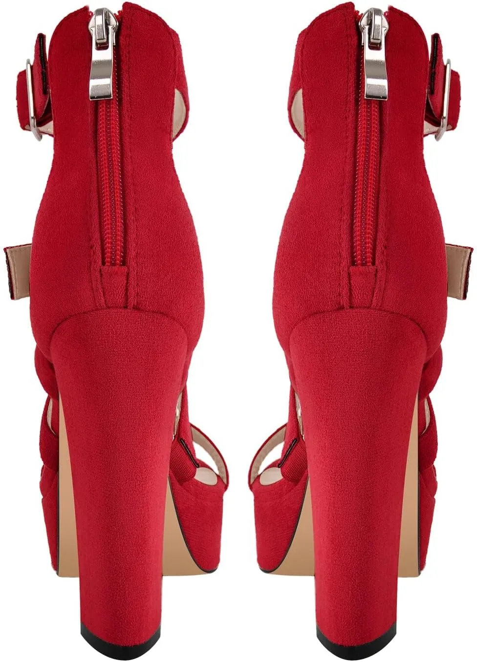 Rainbow Chunky Block High Platform Heel Peep Open Toe Sandals Ankle Strap