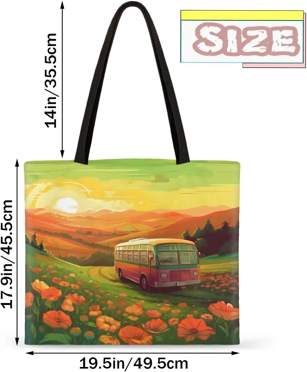 Rainbow Forest Canvas Tote Bag for Women Men Stylish Tote Handbag Shoulder Bag Reusable Grocery Bag
