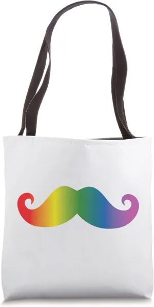 Rainbow Mustache Funny Gay Rainbow Mustache Disguise Rainbow Tote Bag