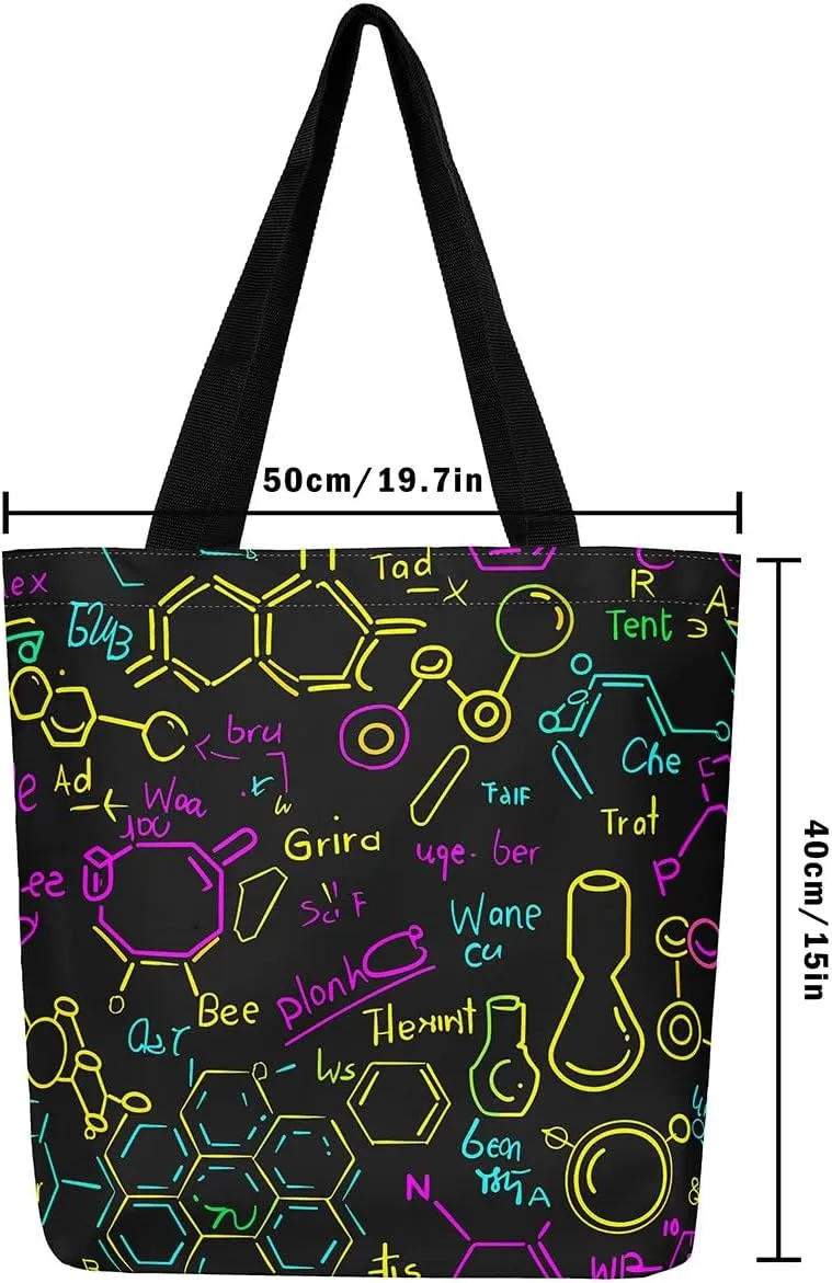 Rainbow Unicorn Canvas Tote Bag for Women,Cute Dreamy Horse Handbag Cartoon Magical Animal Grocery Shoulder Bag