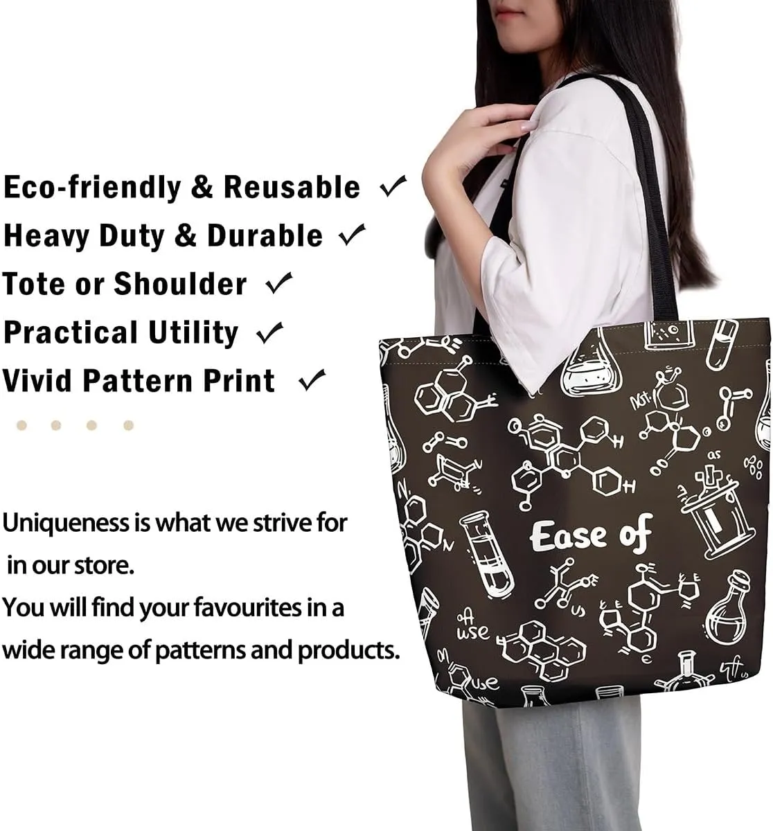 Rainbow Unicorn Canvas Tote Bag for Women,Cute Dreamy Horse Handbag Cartoon Magical Animal Grocery Shoulder Bag