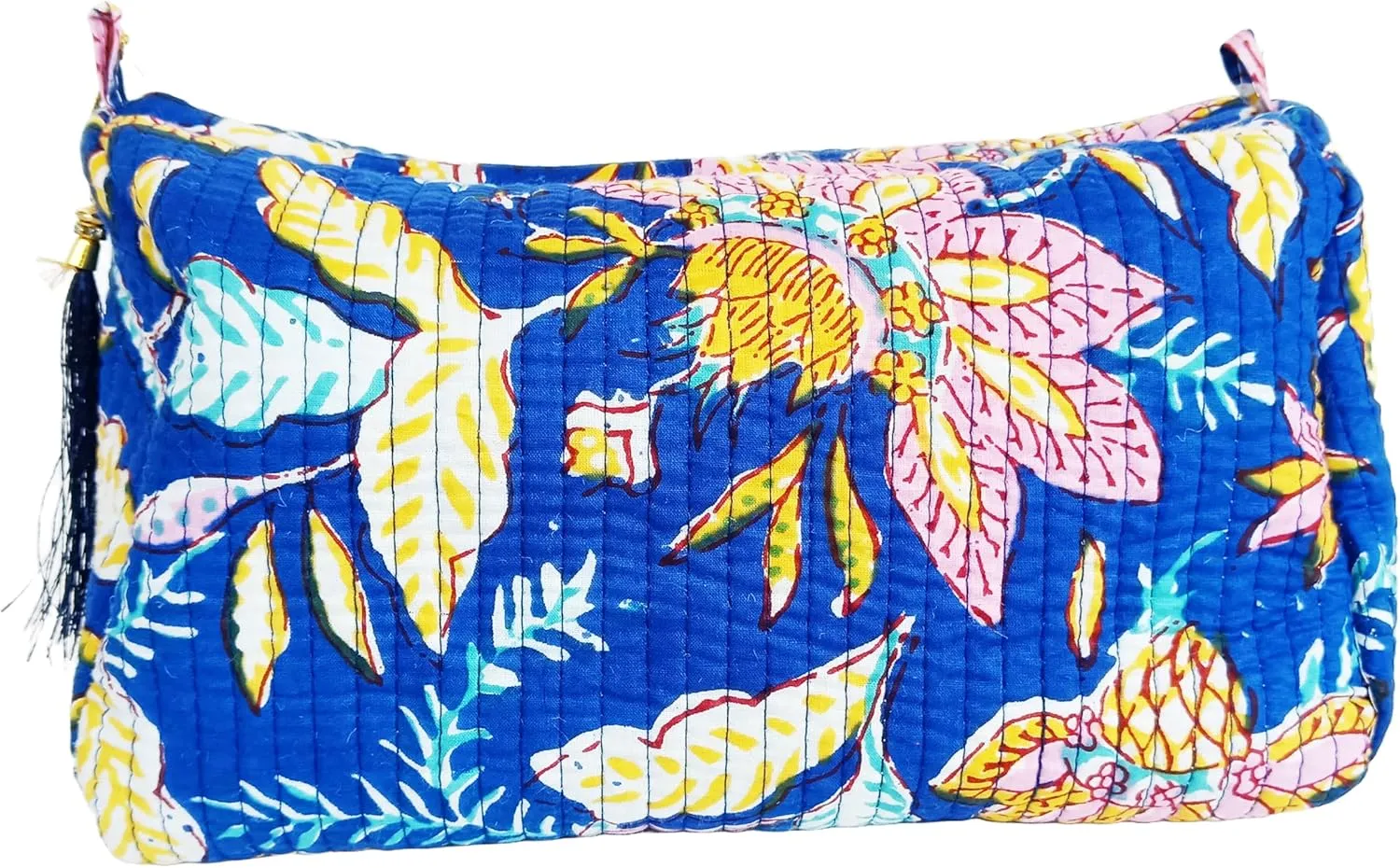 Rastogi Handicrafts Cosmetic Bags Set, 3 Piece Make Up Organizer Bag Storage Bags With Zipper Closure (3, Blue, Design-1)