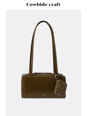 Rectangular Handbag with Attached Pouch