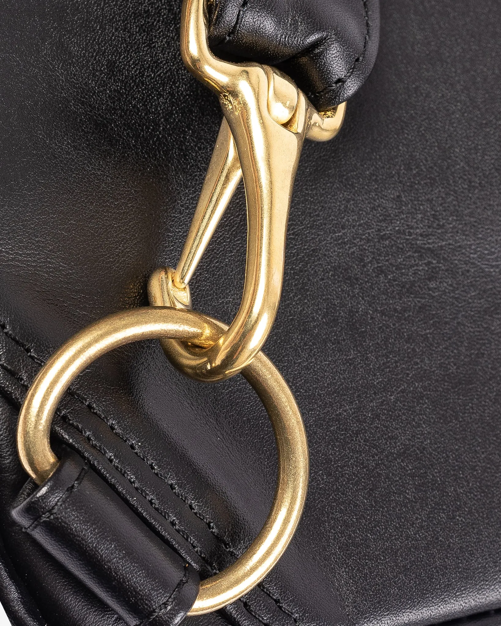 Rectangular Leather Diamond Stitched Shoulder Bag - Black