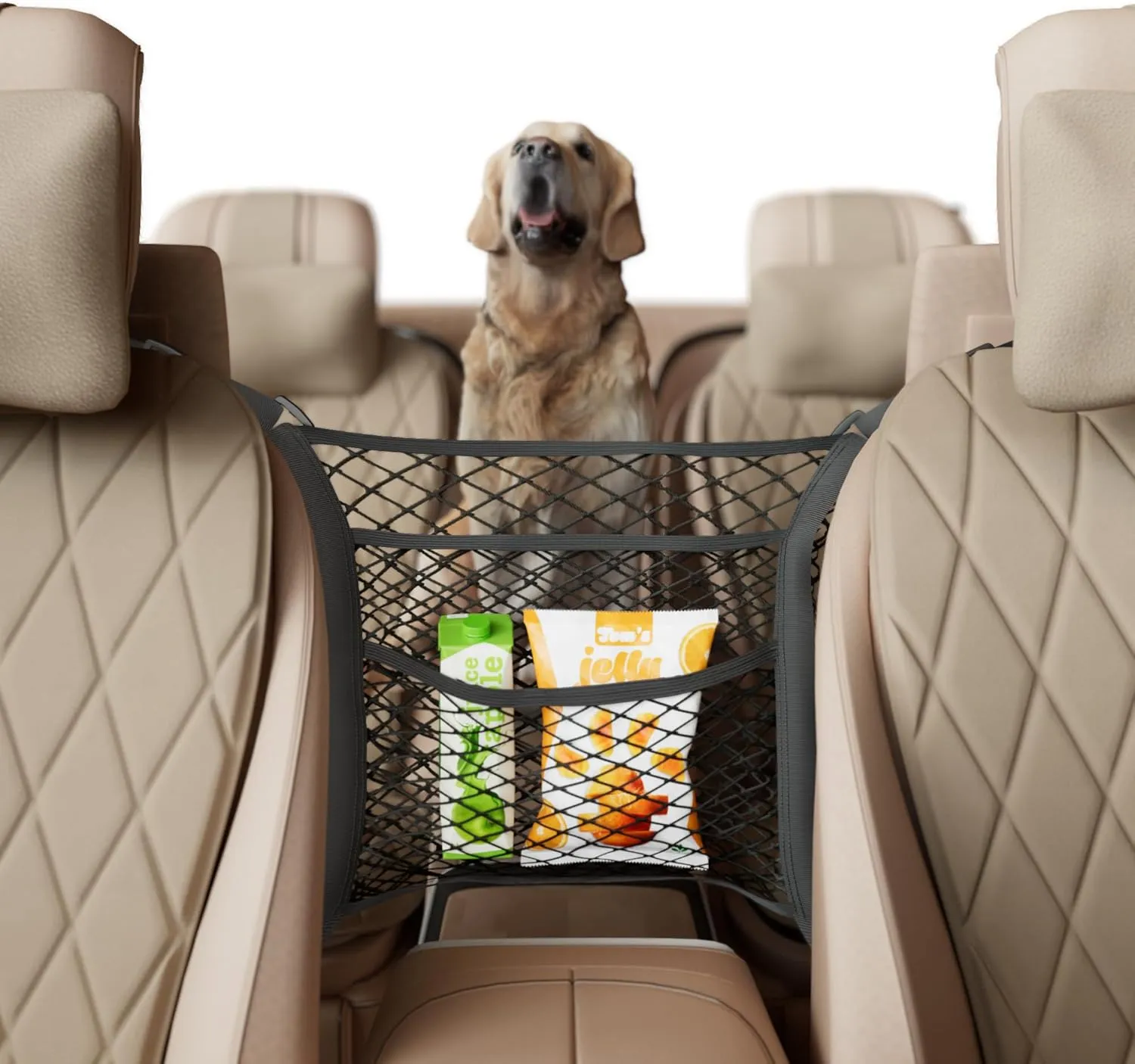 RED WOLF 3 Layer Car Mesh Organizer Seat Back Net Bag Handbag Purse Holder Pets Kids Barrier Between Seats Net Pocket Vehicle Mesh Organizer Universal Fitment 16×14 inch