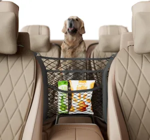 RED WOLF 3 Layer Car Mesh Organizer Seat Back Net Bag Handbag Purse Holder Pets Kids Barrier Between Seats Net Pocket Vehicle Mesh Organizer Universal Fitment 16×14 inch