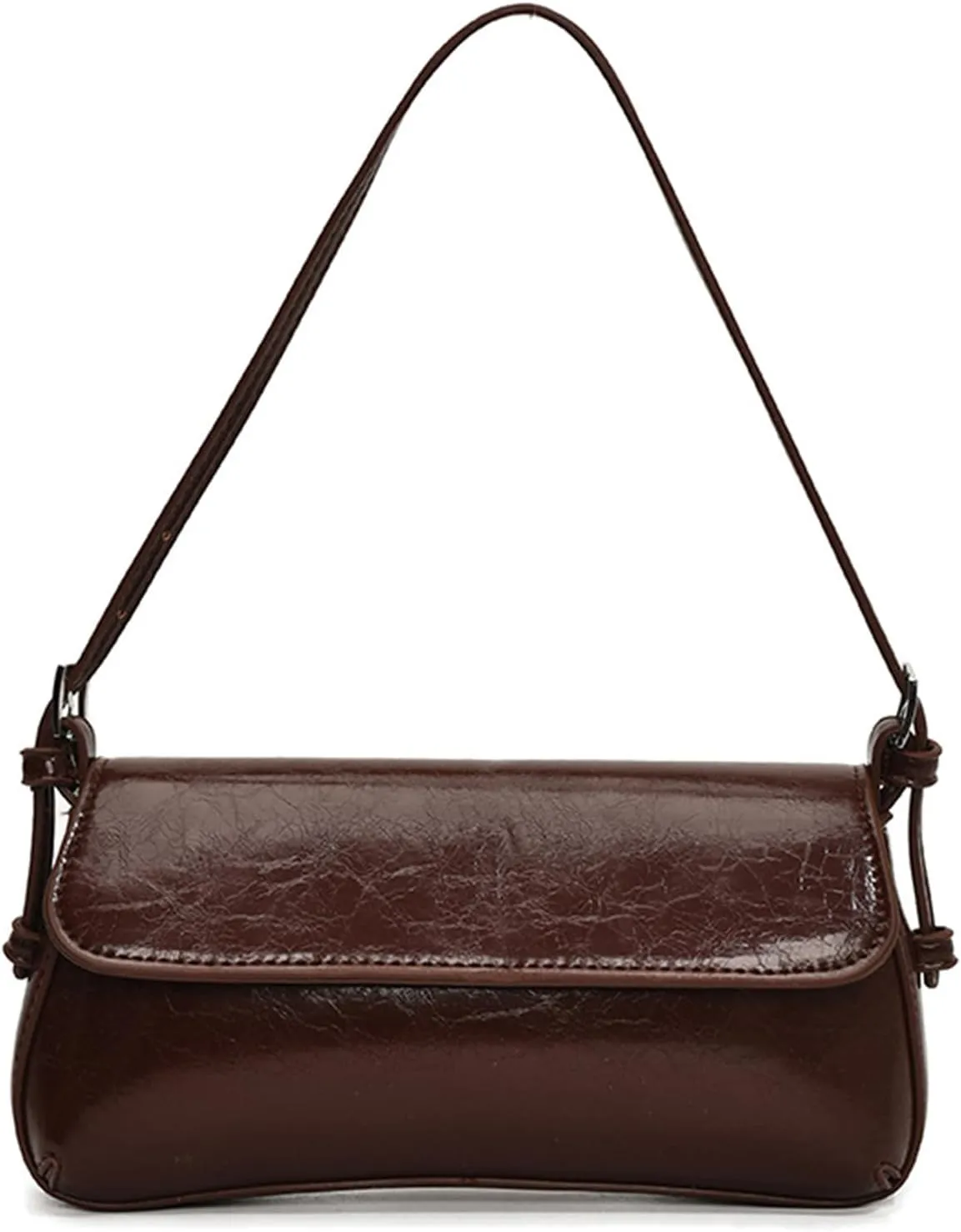 Retro Shoulder Bag for Women Small Textured PU Leather Flap Tote Handbags, Underarm Purse with Buckle Closure