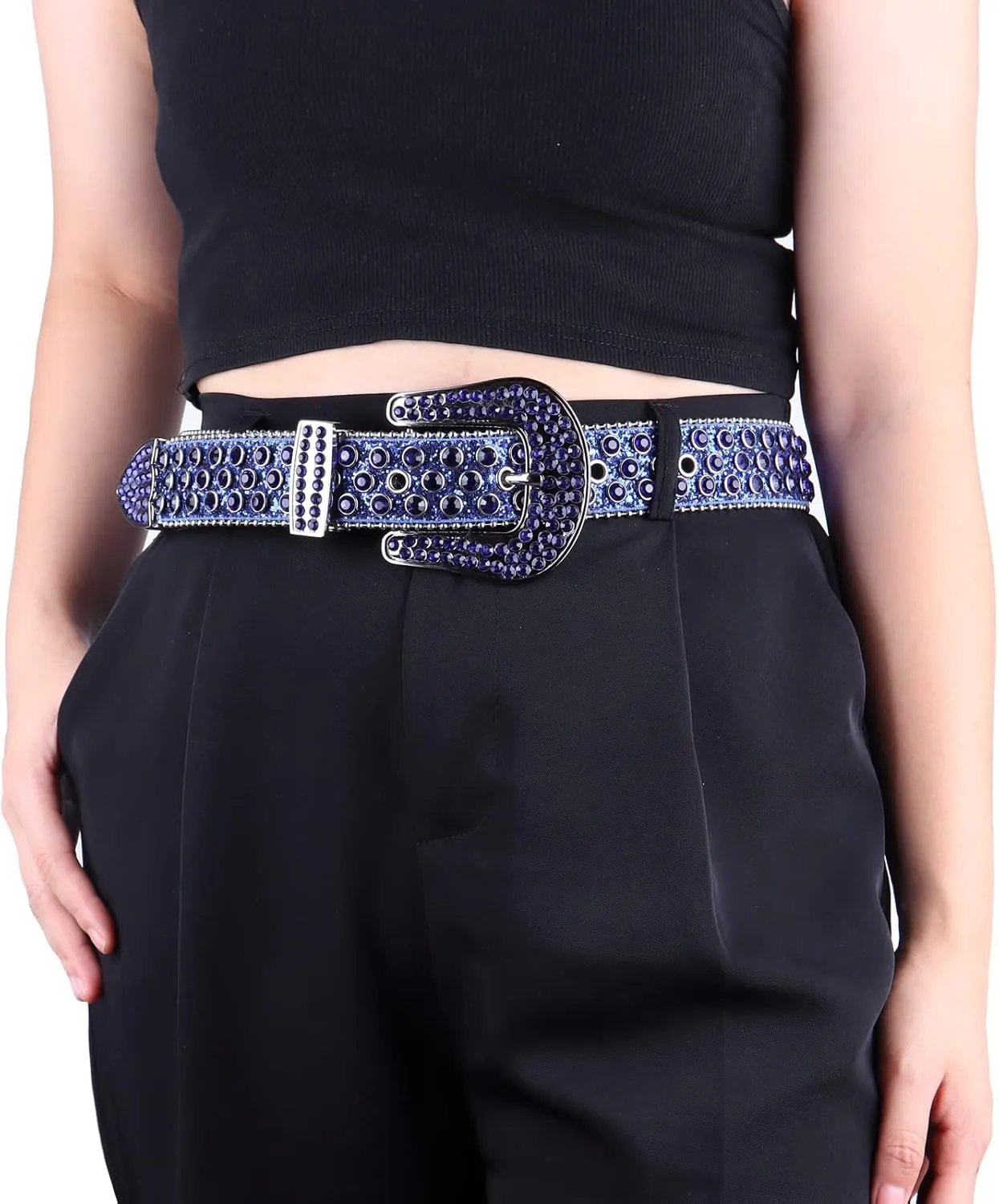 Rhinestone Belt - Shining Diamond Studded Belt for Men & Women - Cowgirl Cowboy Punk Y2K Style