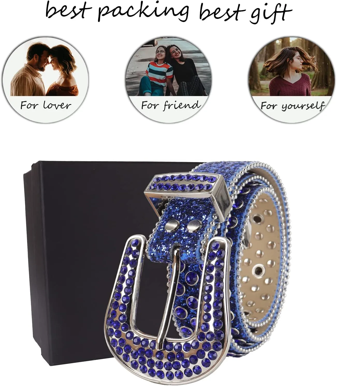 Rhinestone Belt - Shining Diamond Studded Belt for Men & Women - Cowgirl Cowboy Punk Y2K Style