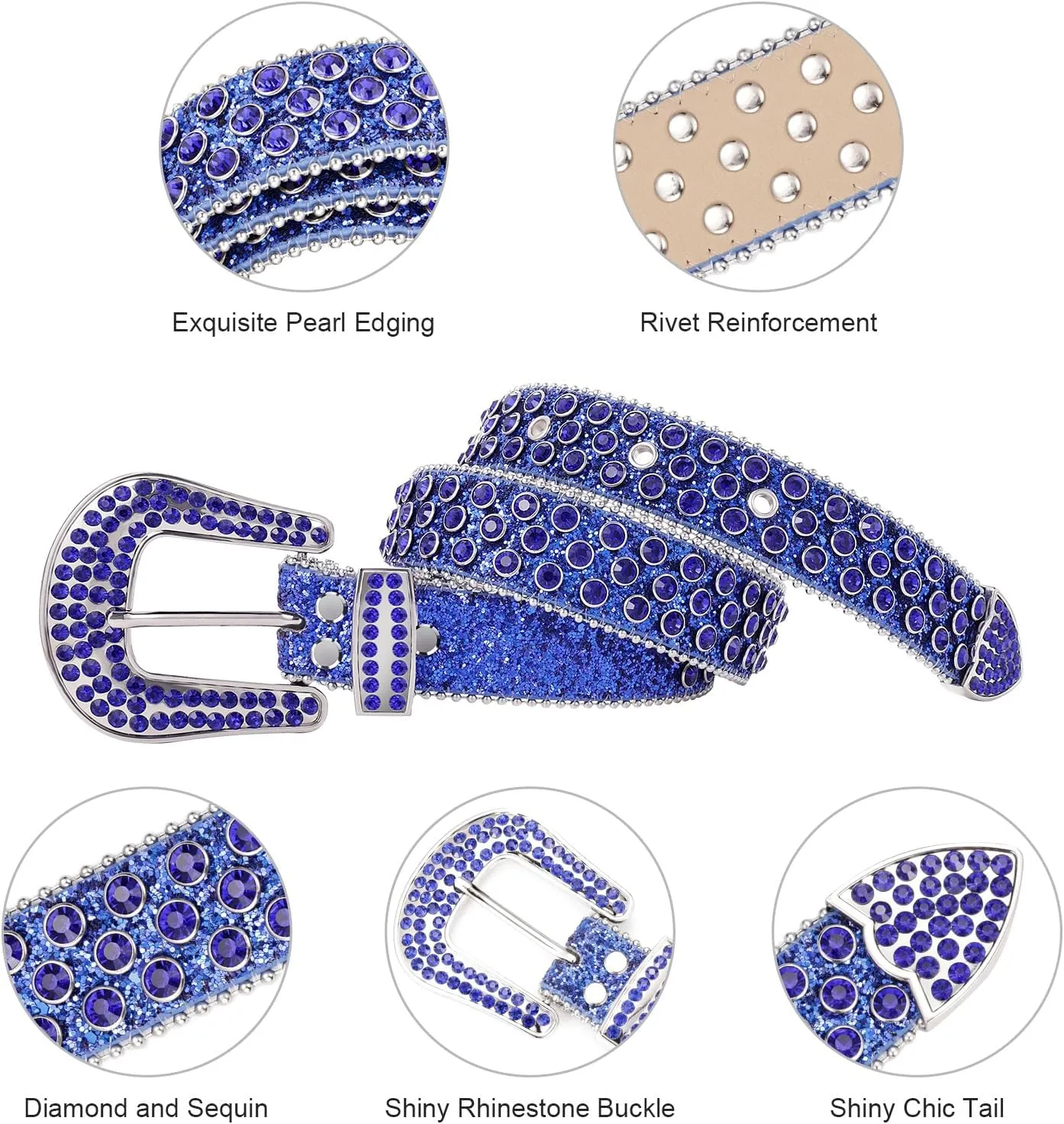 Rhinestone Belt - Shining Diamond Studded Belt for Men & Women - Cowgirl Cowboy Punk Y2K Style