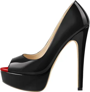 richealnini Women's Peep Toe Platform Stiletto High Heel Pumps