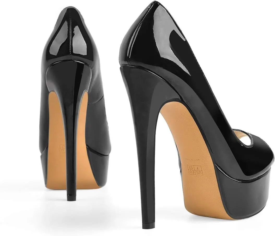 richealnini Women's Peep Toe Platform Stiletto High Heel Pumps