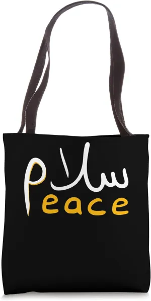 Salam Peace Arabic Calligraphy Tote Bag