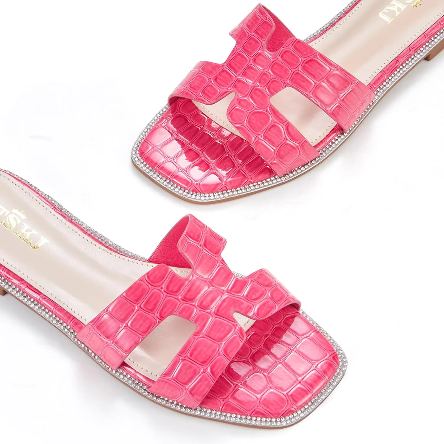 Sandals For Women 2025 Dressy Flat Slides Open Toe Sandals Comfortable Soft Leather Slides Slip On Ladies Casual Trendy Shoes
