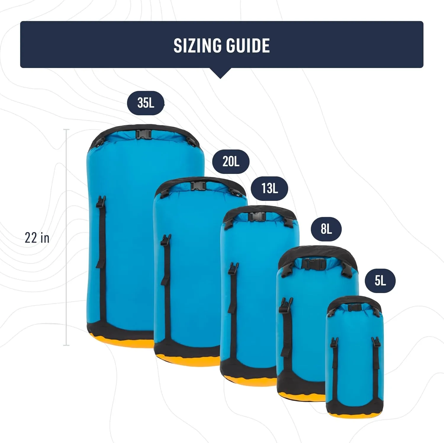 Sea to Summit eVac Compression Dry Bag, Waterproof Compression Sack, 5 Liter, Turkish Tile Blue