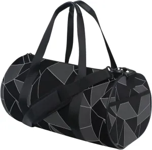 Seamless Emerald Geometric Black Dark Grey Crystal Polygonal Duffel Bag, Foldable Canvas Travel Tote for Gym Sports with Inner Pockets, Durable Lightweight Fitness Bag for Overnight Workout