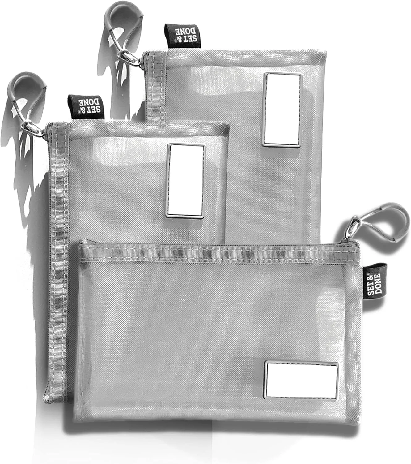 Set & Done - Zipper Mesh Bags 7"x 5" Size S Clear Pouch for Storage Small Items Makeup Accessories & Office Organizers, Travel Easy