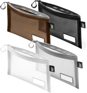 Set & Done - Zipper Mesh Bags 7"x 5" Size S Clear Pouch for Storage Small Items Makeup Accessories & Office Organizers, Travel Easy