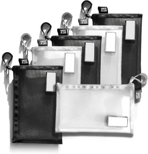 Set & Done - Zipper Mesh Bags 7"x 5" Size S Clear Pouch for Storage Small Items Makeup Accessories & Office Organizers, Travel Easy