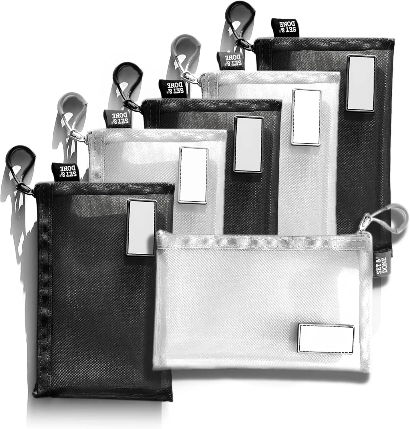 Set & Done - Zipper Mesh Bags 7"x 5" Size S Clear Pouch for Storage Small Items Makeup Accessories & Office Organizers, Travel Easy