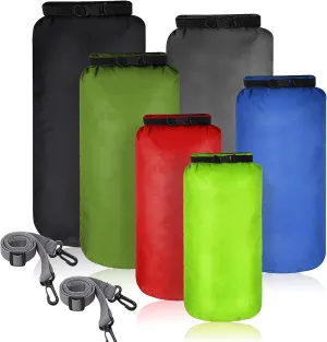 Shappy 6 Pcs Waterproof Dry Bag Set Dry Sacks Lightweight Airtight Combo Set with 20 L 15 L 10 L 8 L 5 L 3 L Sacks and Long Adjustable Shoulder Strap for Boating Hiking Camping