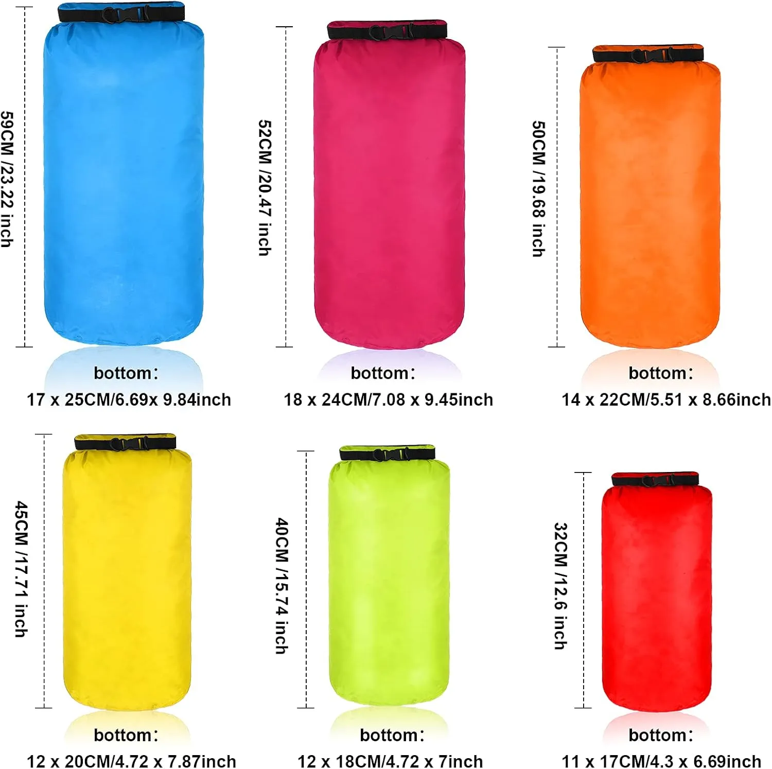 Shappy 6 Pcs Waterproof Dry Bag Set Dry Sacks Lightweight Airtight Combo Set with 20 L 15 L 10 L 8 L 5 L 3 L Sacks and Long Adjustable Shoulder Strap for Boating Hiking Camping