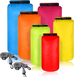 Shappy 6 Pcs Waterproof Dry Bag Set Dry Sacks Lightweight Airtight Combo Set with 20 L 15 L 10 L 8 L 5 L 3 L Sacks and Long Adjustable Shoulder Strap for Boating Hiking Camping