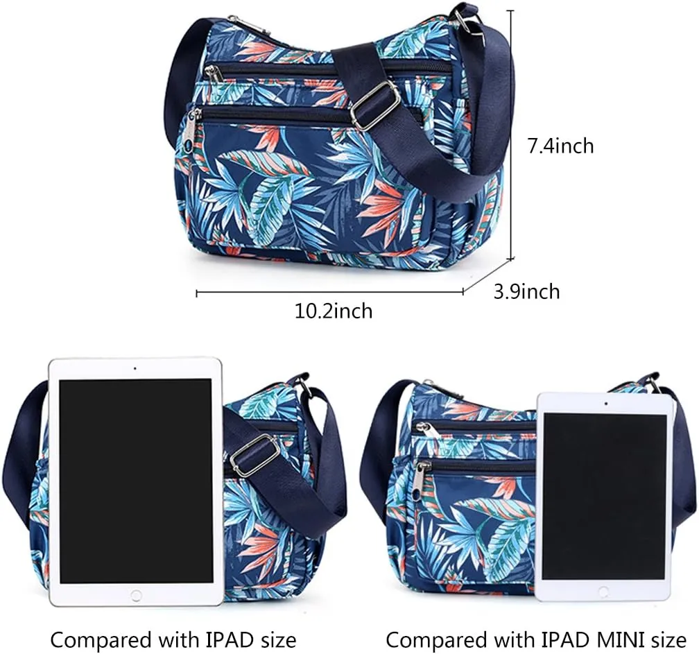 Shoulder Bag Purse Nylon Multi Pocket Waterproof Handbag Women Messenger Bags Travel Work Tote Bag