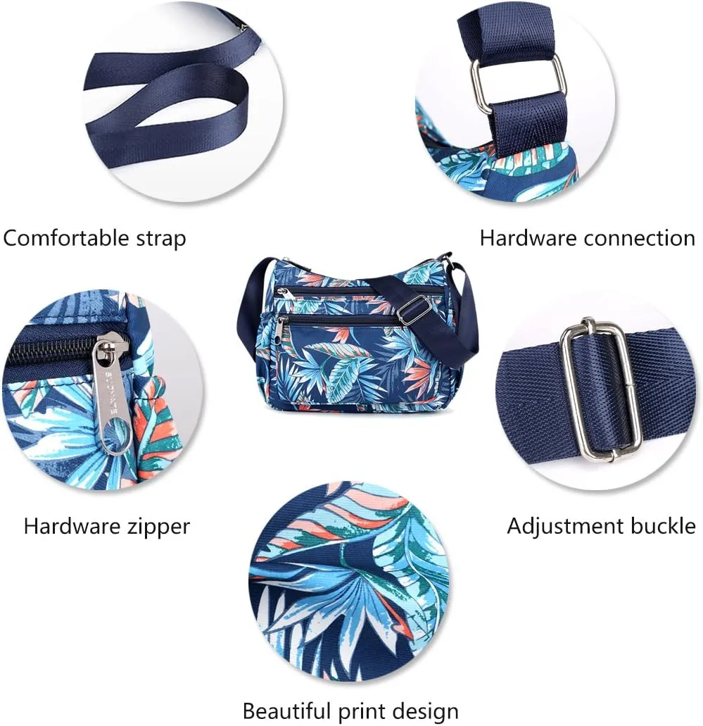 Shoulder Bag Purse Nylon Multi Pocket Waterproof Handbag Women Messenger Bags Travel Work Tote Bag