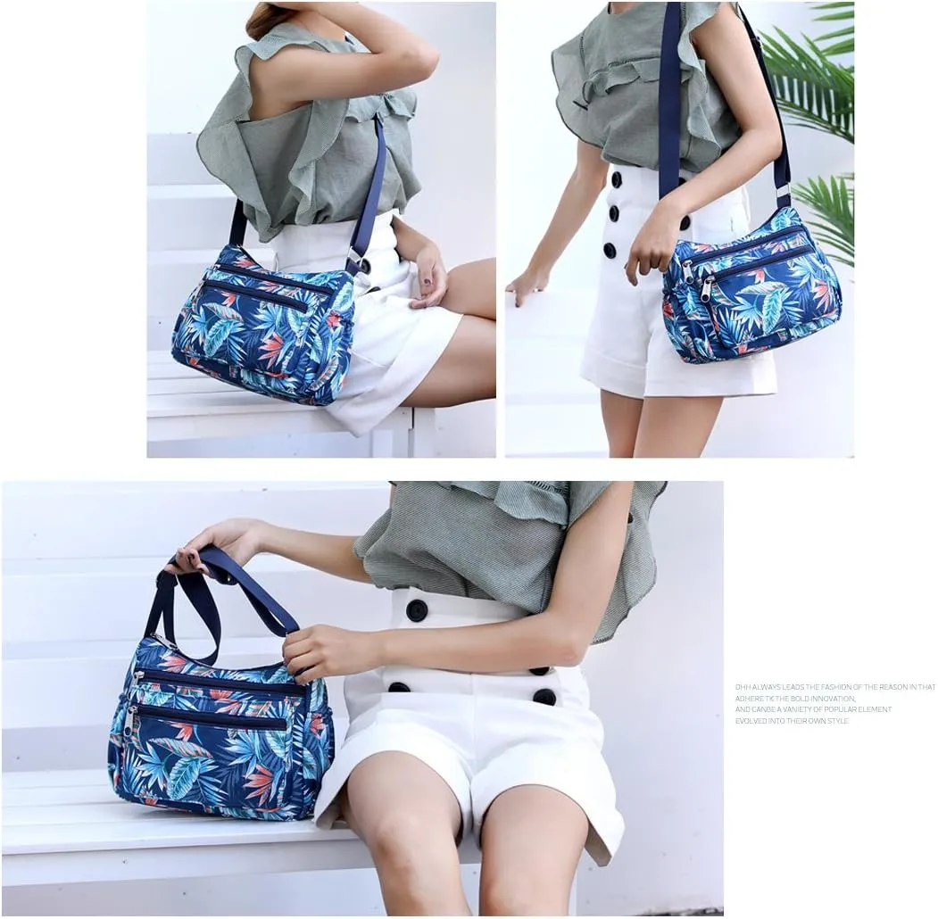 Shoulder Bag Purse Nylon Multi Pocket Waterproof Handbag Women Messenger Bags Travel Work Tote Bag