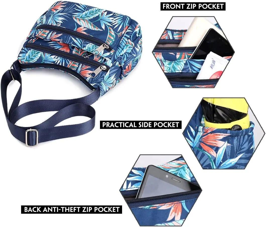 Shoulder Bag Purse Nylon Multi Pocket Waterproof Handbag Women Messenger Bags Travel Work Tote Bag