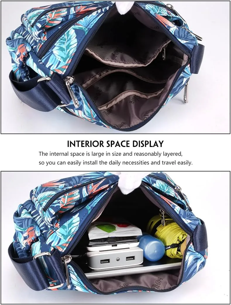 Shoulder Bag Purse Nylon Multi Pocket Waterproof Handbag Women Messenger Bags Travel Work Tote Bag
