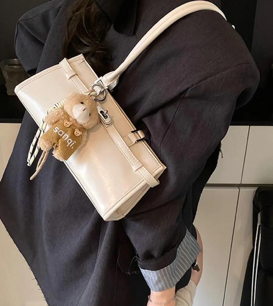 Shoulder Bags for Women Patent PU Leather Handbags Trendy Purse Vintage Y2k Small Satchel Tote