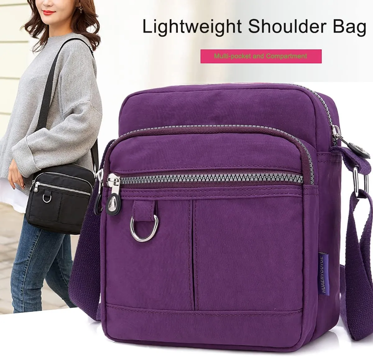 Shoulder Handbags for Women Multiple Pockets Crossbody Purse Bags Waterproof Nylon Messenger Bag