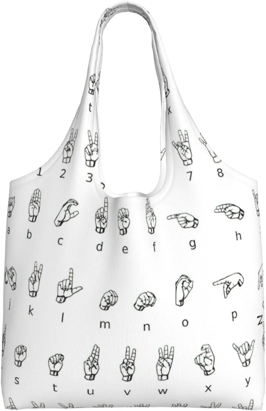 Sign Language Alphabet. Print Cute Lightweight Reusable Canvas Tote Bags Fit Activity Shopping Groceries