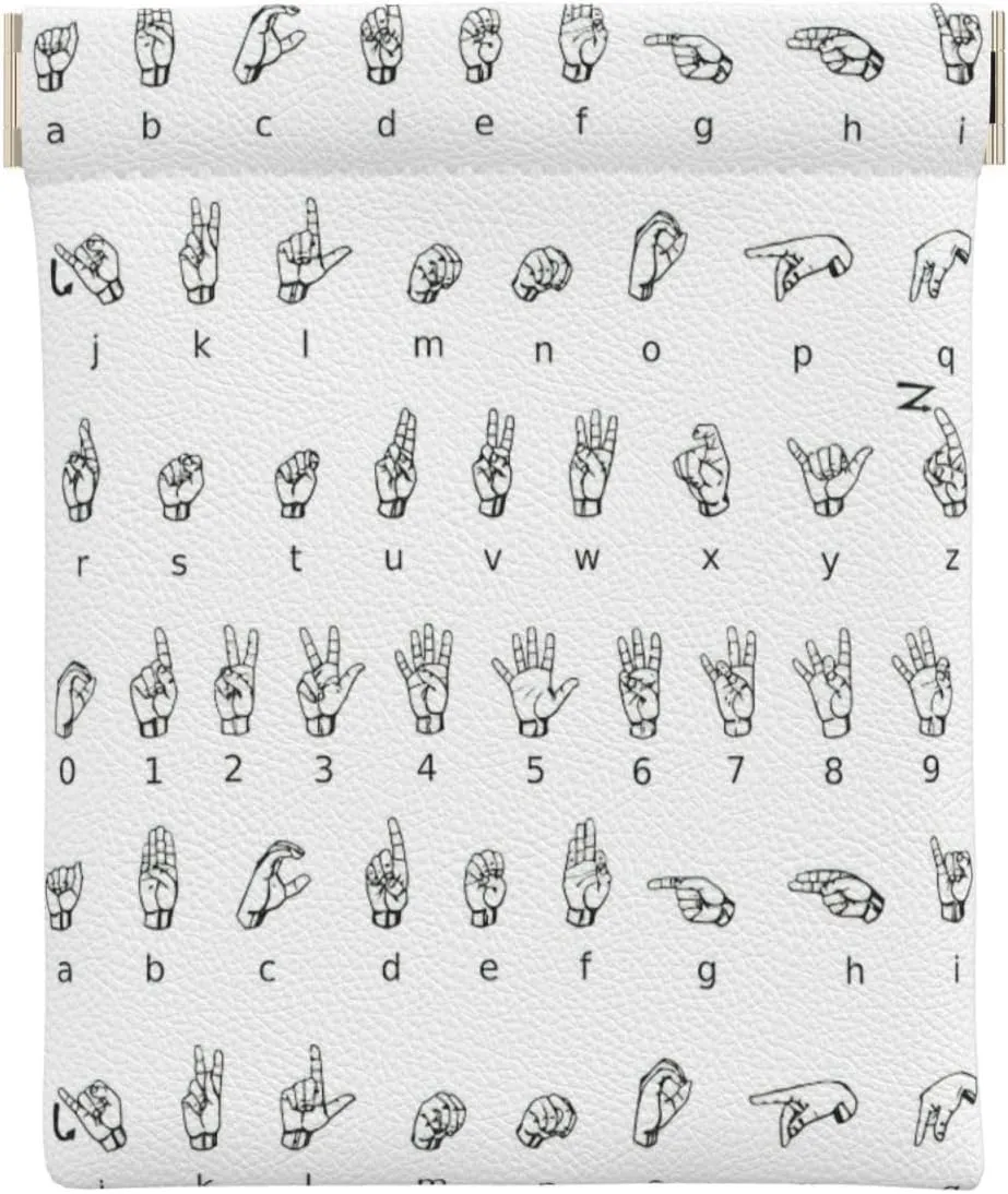 Sign Language Alphabet. Print Leather Coin Purse No Zipper Cosmetics Small Makeup Bag Shrapnel Pouch Purse