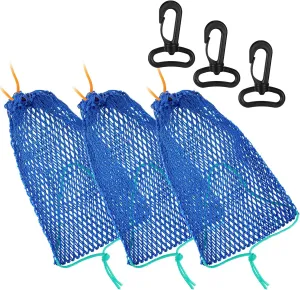 Skylety 3 Pieces Crab Trap Bait Bags Outdoor Sports Style with 3 Pieces Rubber Locker for Fishing Crab Traps Catch