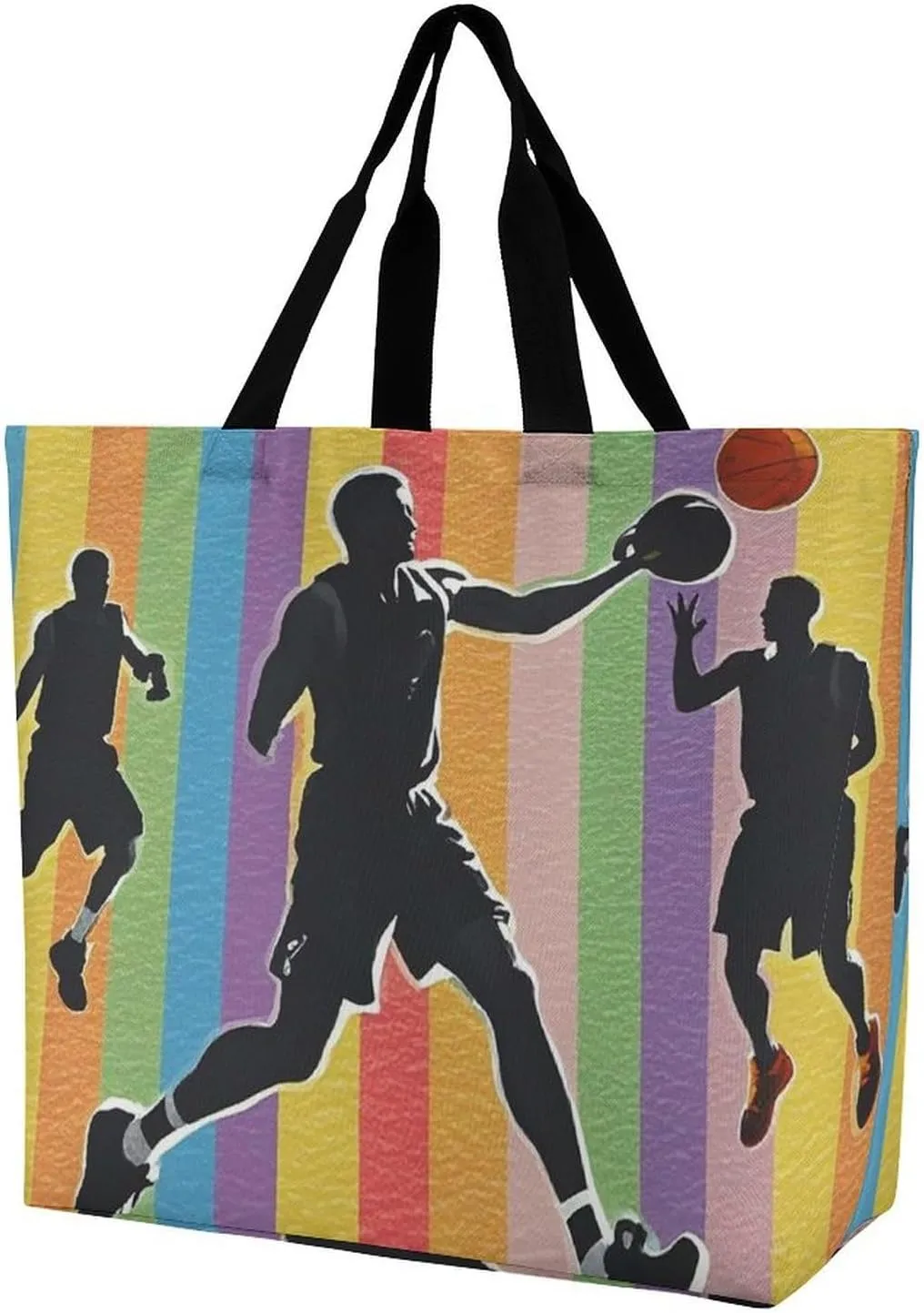 Slam Dunk Rainbow Printed Large Capacity Shoulder Handbags Beach Tote Bags Shopping Storage Bag Washable Bag for Women Travel