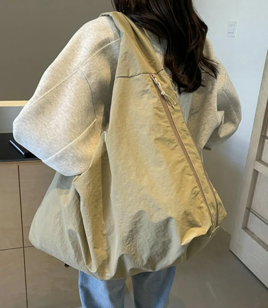Slouchy Nylon Shoulder Bags for Women Large Dumpling Handbags Lightweight Canvas Tote Purse for Daily Use