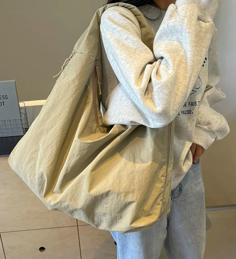 Slouchy Nylon Shoulder Bags for Women Large Dumpling Handbags Lightweight Canvas Tote Purse for Daily Use