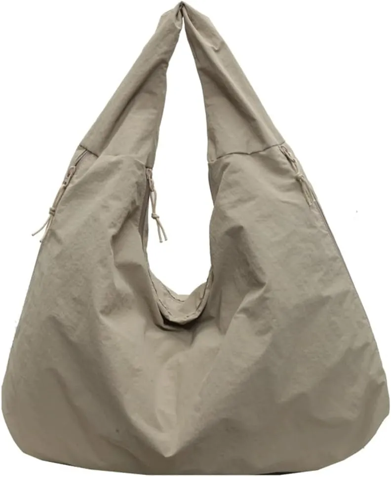 Slouchy Nylon Shoulder Bags for Women Large Dumpling Handbags Lightweight Canvas Tote Purse for Daily Use