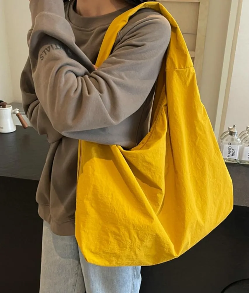 Slouchy Nylon Shoulder Bags for Women Large Dumpling Handbags Lightweight Canvas Tote Purse for Daily Use