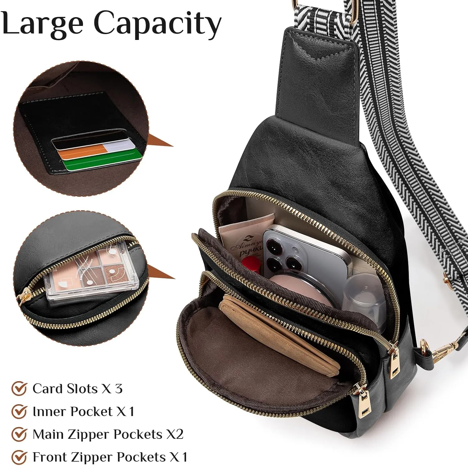 Small Leather Sling Bags for Women Fashion Crossbody Backpack Purse Sling Crossbody Bgas