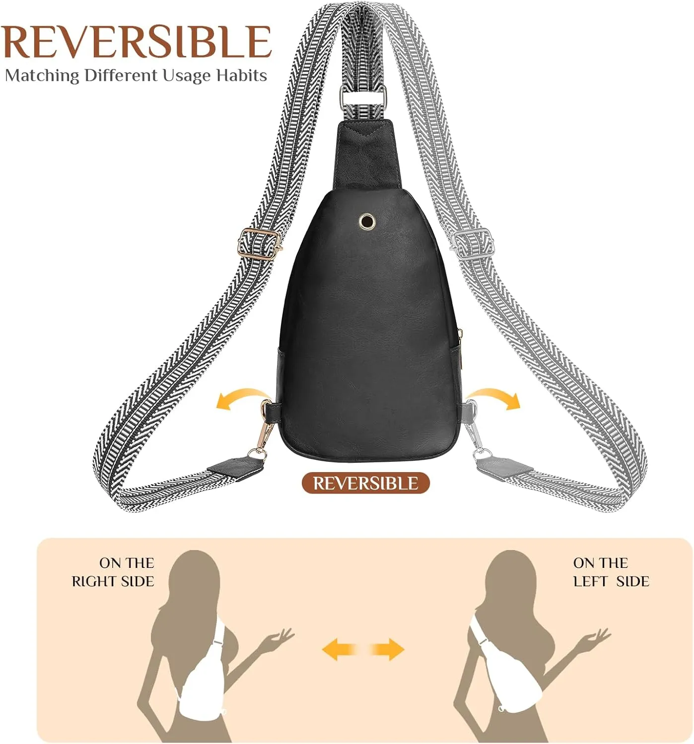 Small Leather Sling Bags for Women Fashion Crossbody Backpack Purse Sling Crossbody Bgas