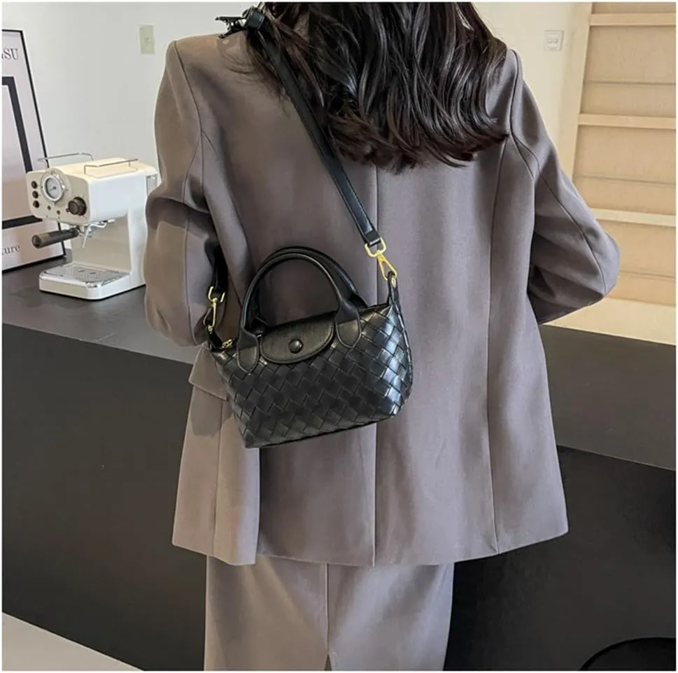 Small Woven Crossbody Bags Purse for Women Trendy Leather Dumpling Lightweight Mini Handbag