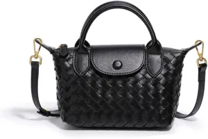 Small Woven Crossbody Bags Purse for Women Trendy Leather Dumpling Lightweight Mini Handbag