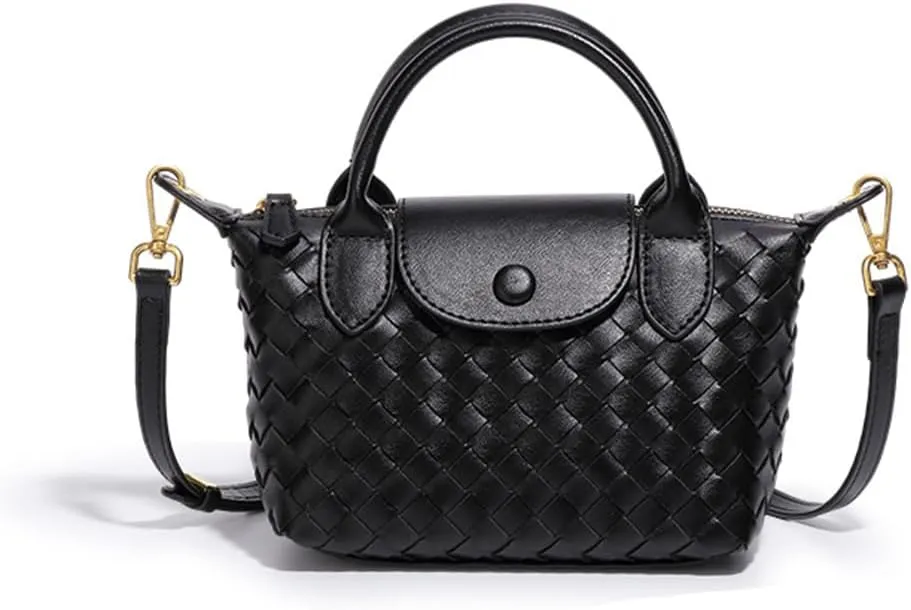 Small Woven Crossbody Bags Purse for Women Trendy Leather Dumpling Lightweight Mini Handbag