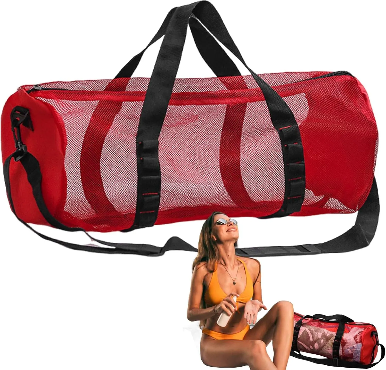 Snorkeling Mesh Dive Bag | Mesh Dive Duffel Bag For Scuba Or Snorkeling | Large Mesh Dive Bag | Extra Large Cylinder Mesh Multi-Purpose Bag With Zipper | Foldable Portable Waterproof Bag For Snorkelin