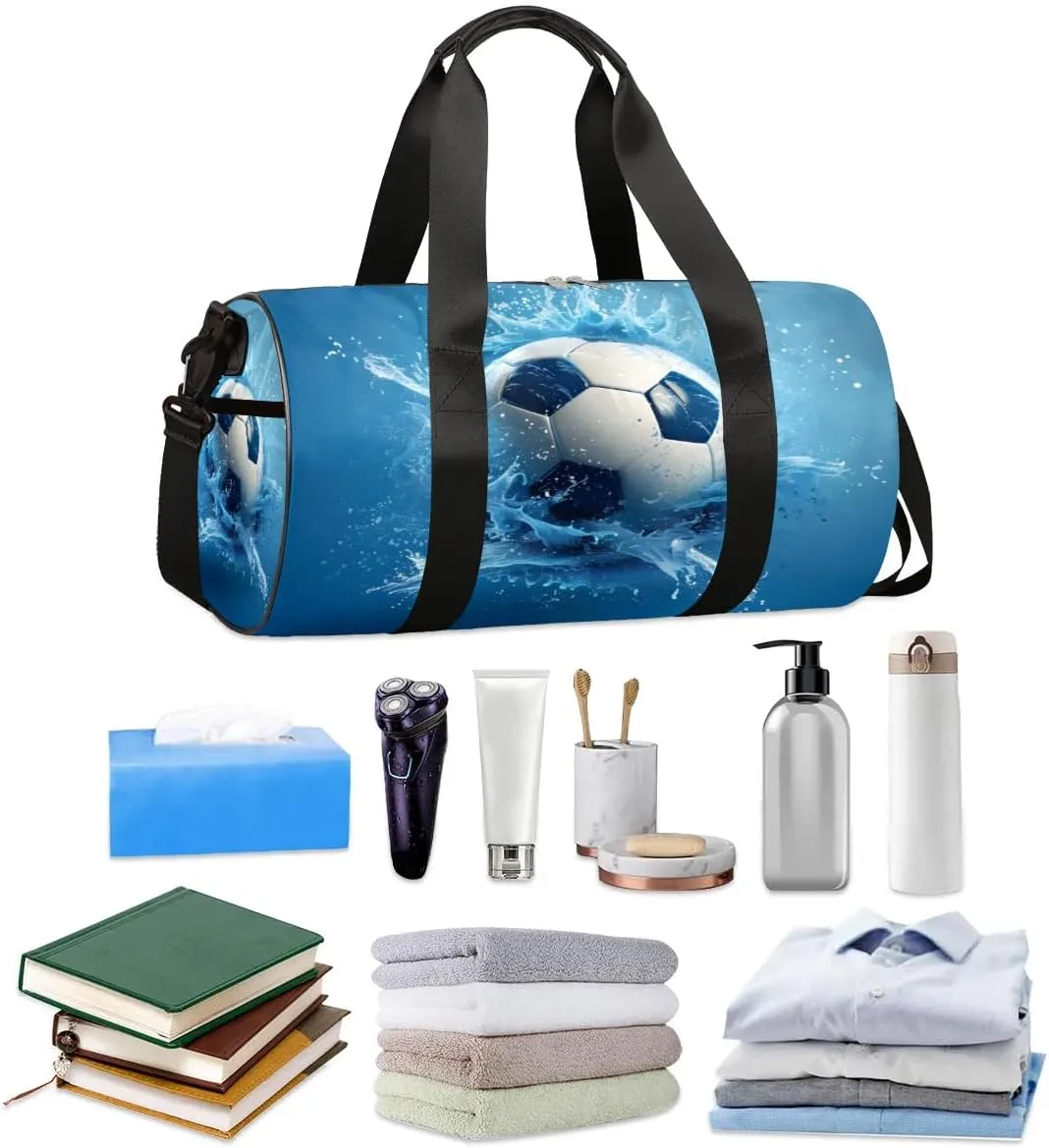 Soccer Water Travel Duffle Bag Gym Bag for Women Men Lightweight Carry on Duffel Bag for Sports Gyms Weekend Getaway